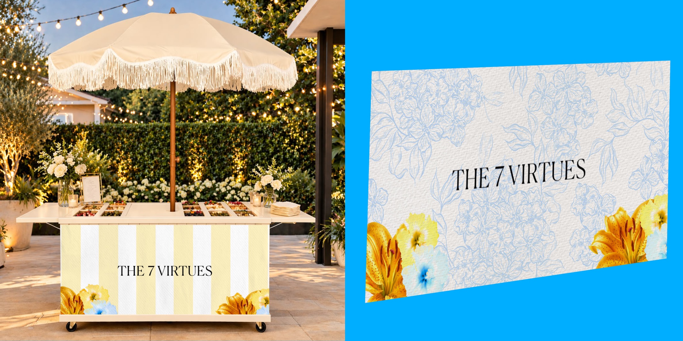 Summer Fling patio activation setup and brand pattern