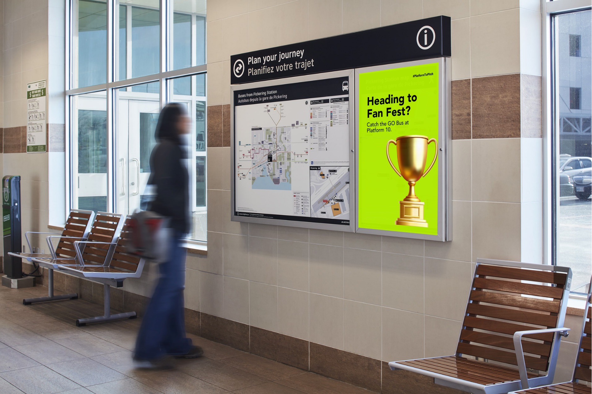 #PlatformToPitch station signage — Heading to Fan Fest