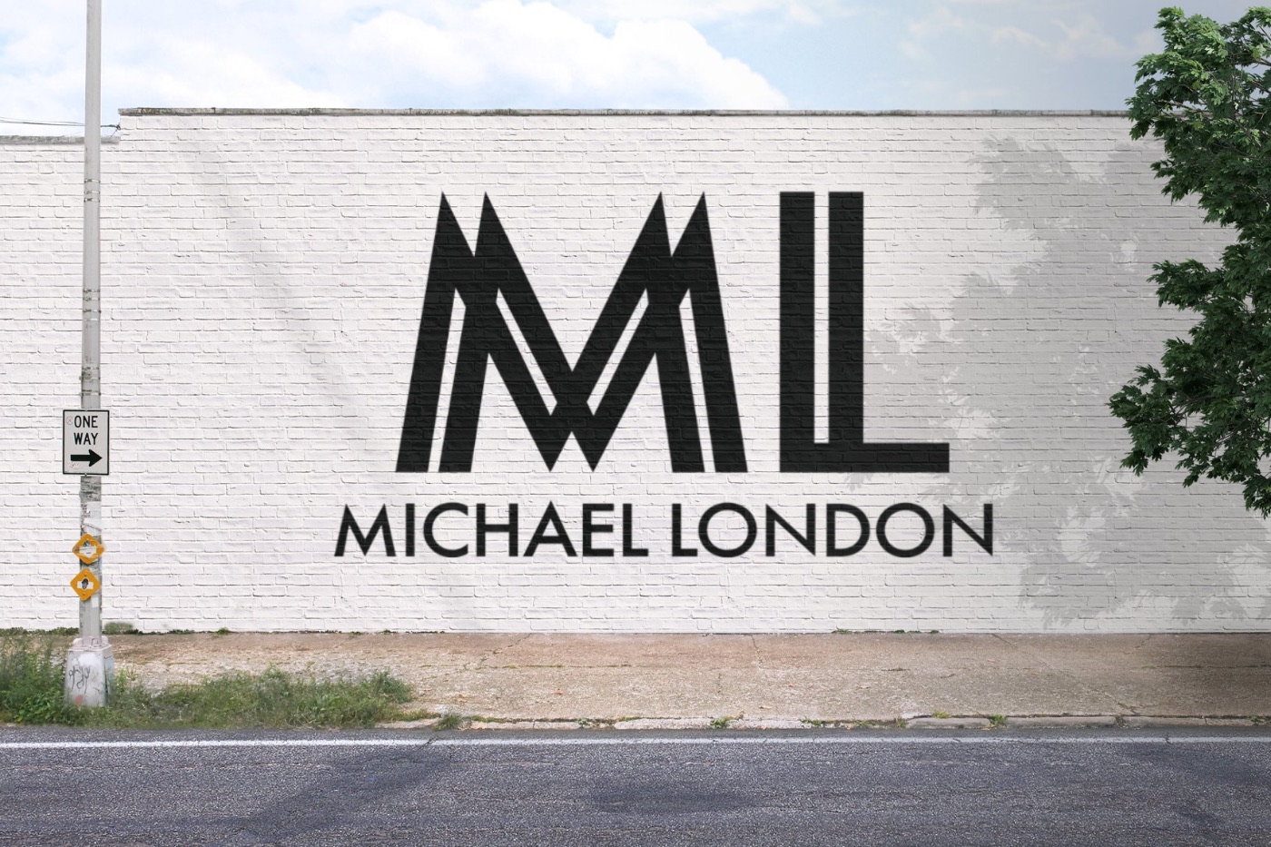 Michael London Design logo mural mockup