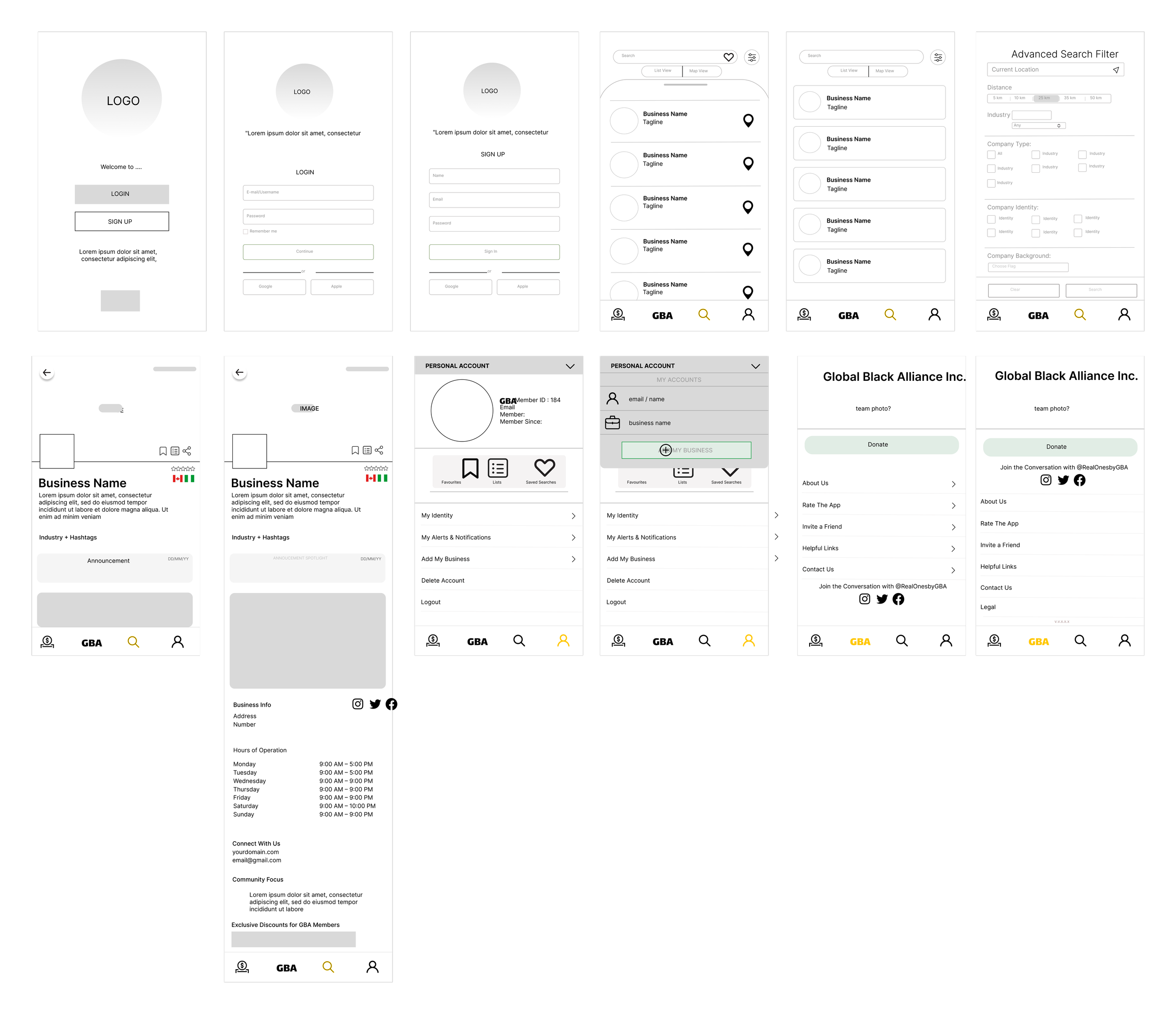 Mid-Fi Wireframes